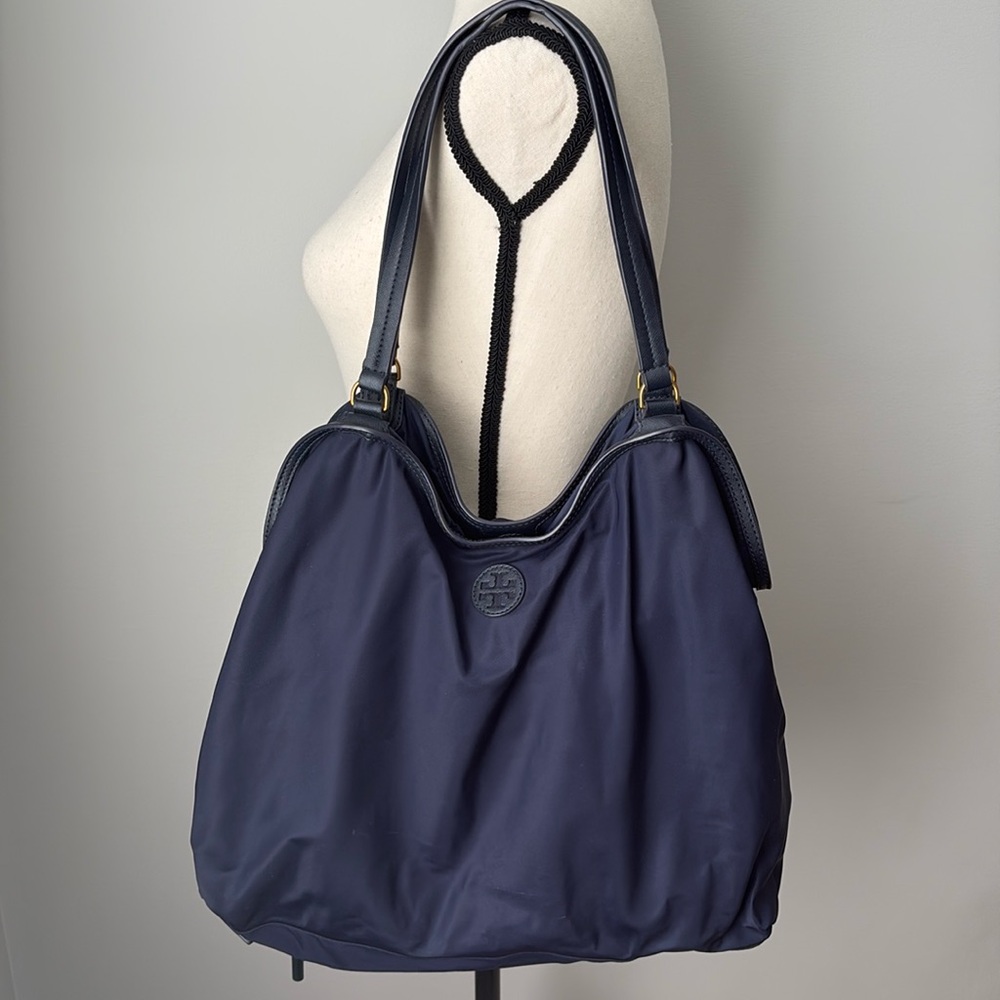 Tory Burch Nylon Navy Blue Shoulder Tote Bag